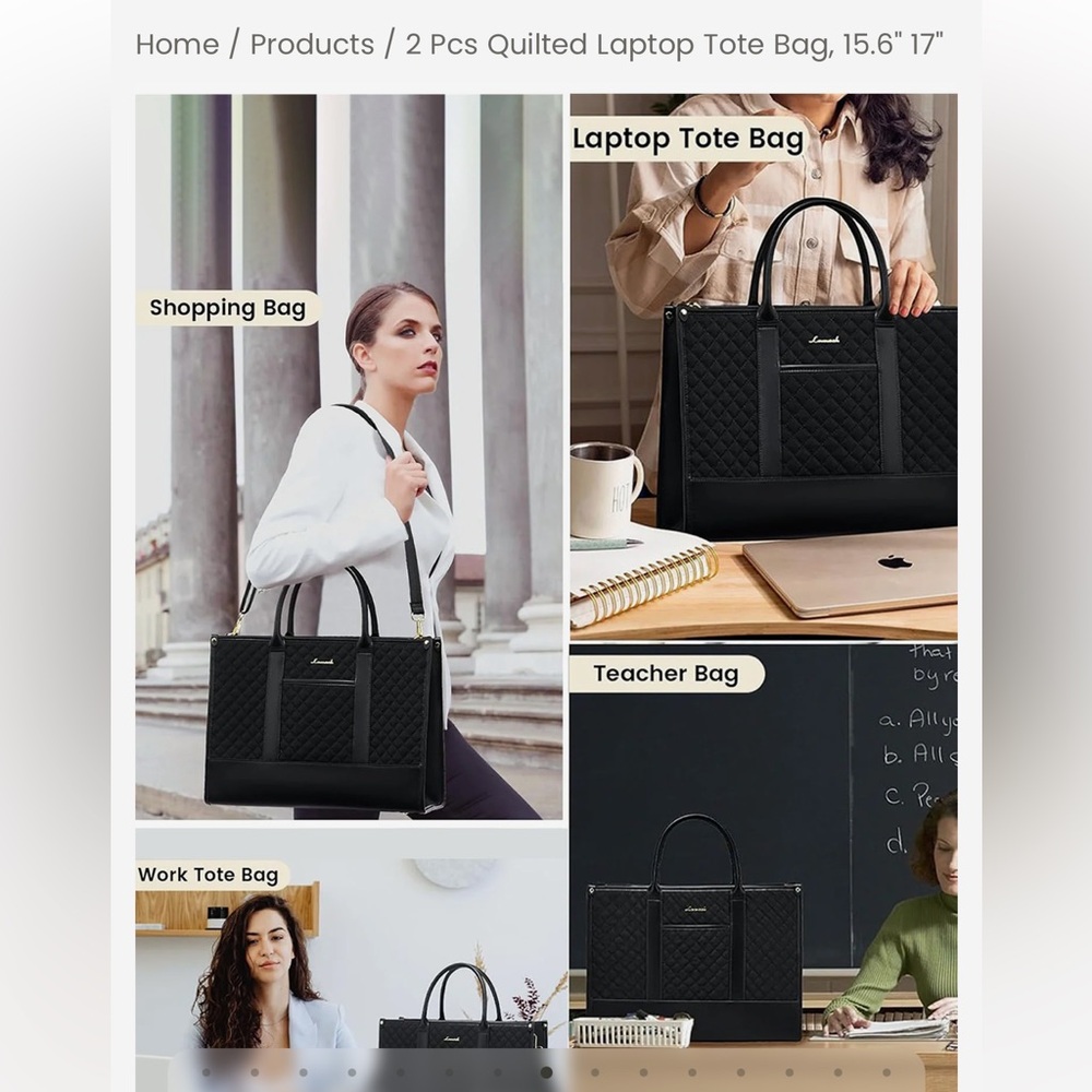 Lovevook Purple Quilted waterproof Laptop Bag with Structured Handles - Picture 13 of 16